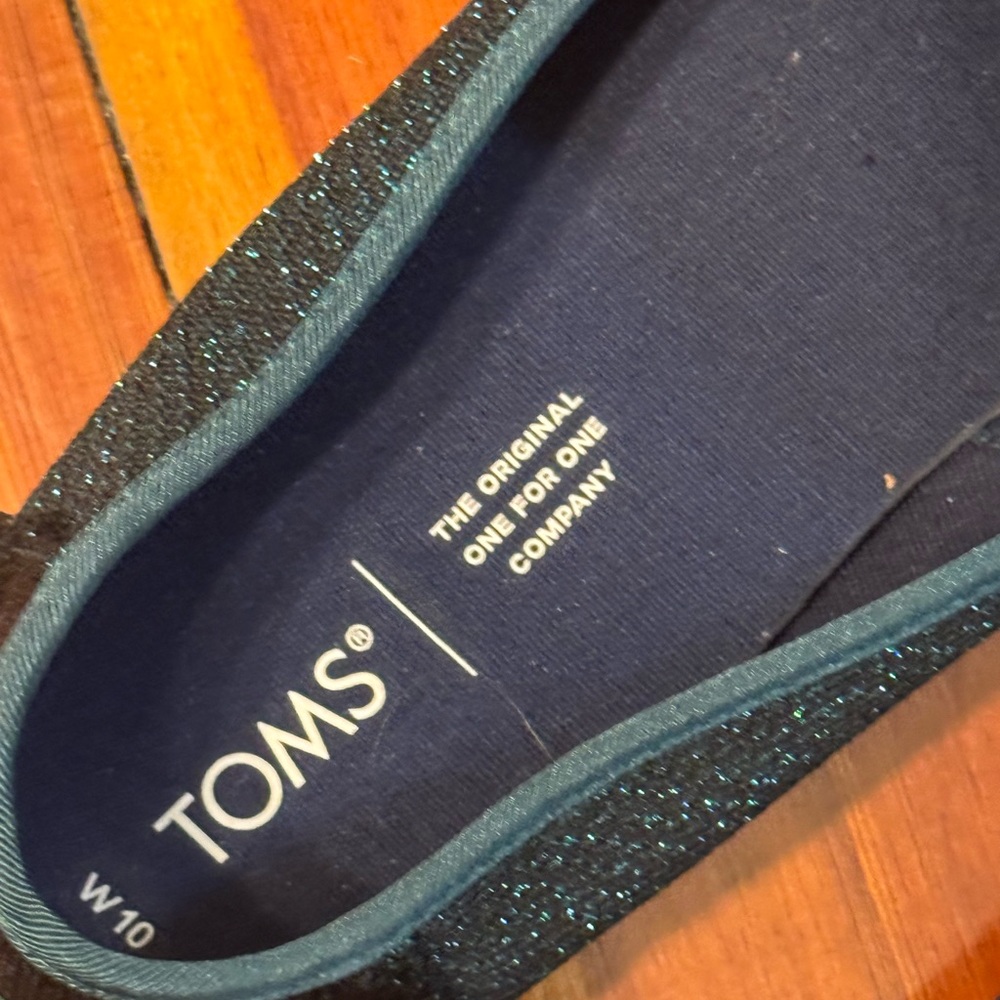 TOMS Alpargata Metallic Sparkle Blue Slip On Shoes - Picture 4 of 5